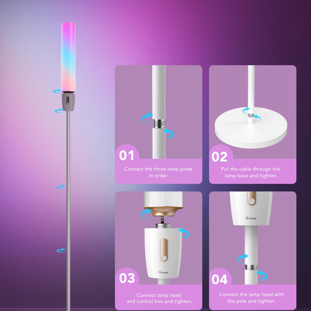 Refurbished Govee RGBICWW Cylinder Floor Lamp