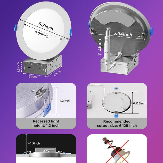 Govee 6-Inch Smart RGBWW Recessed Lights