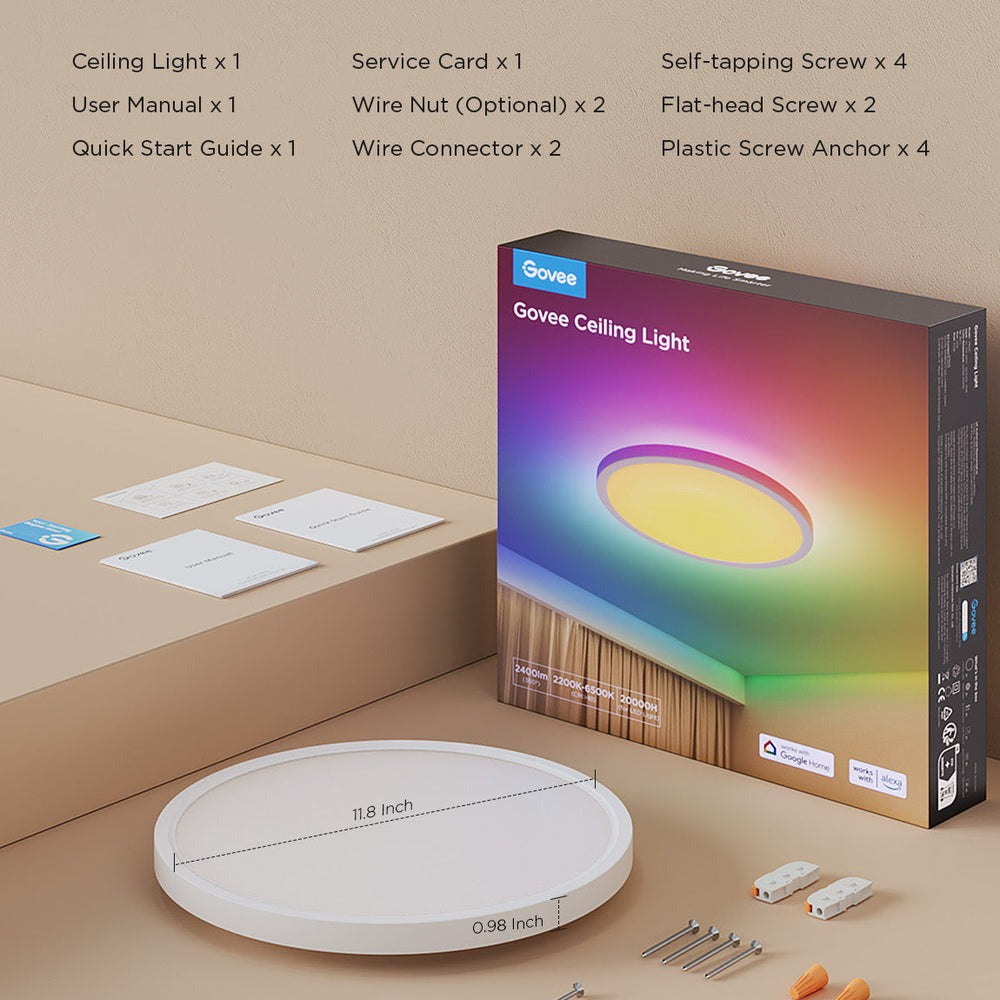 Govee 12-Inch RGBWW + RGBIC Smart Ceiling Light
