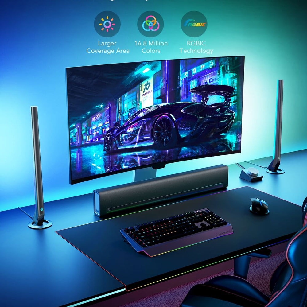 Refurbished Govee RGBIC Wi-Fi Gaming Light Bars with Smart Controller
