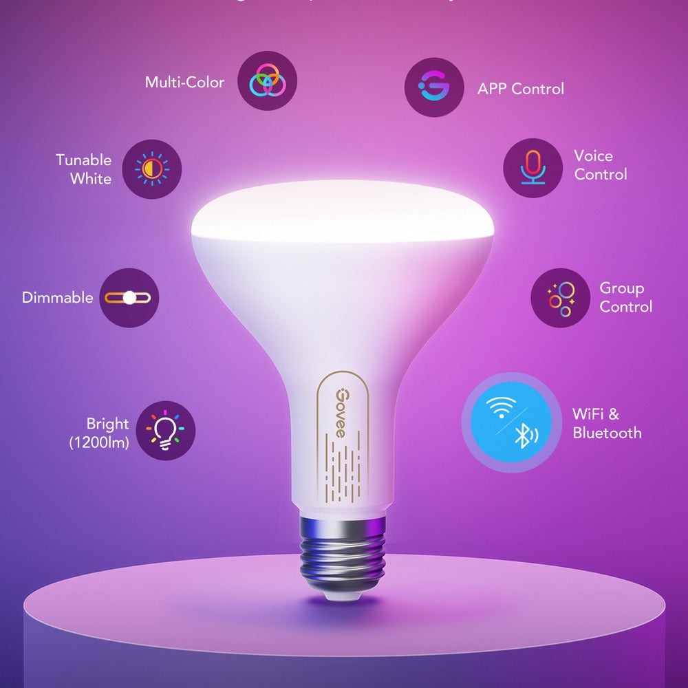 Govee BR30 Smart RGBWW Bulbs E26 1200lm