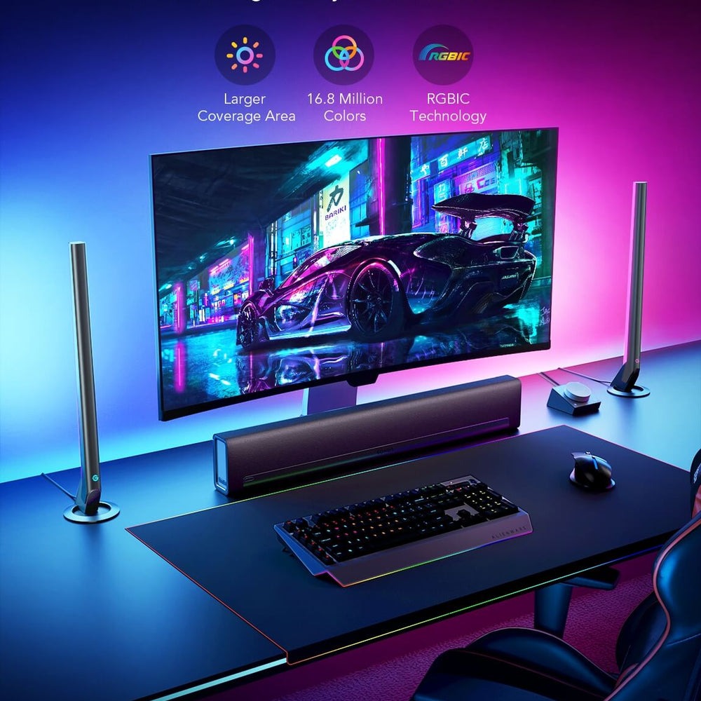 Refurbished Govee RGBIC Wi-Fi Gaming Light Bars with Smart Controller