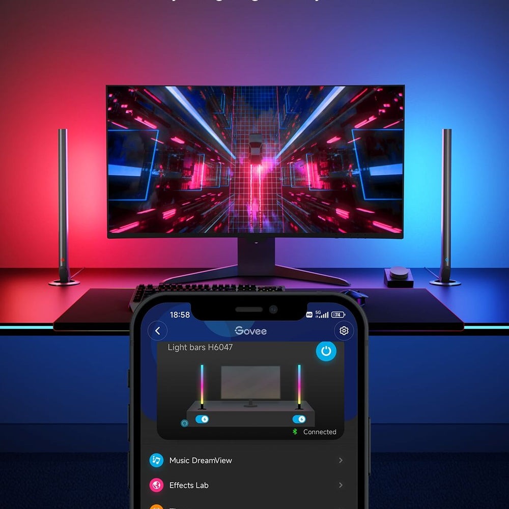 Refurbished Govee RGBIC Wi-Fi Gaming Light Bars with Smart Controller